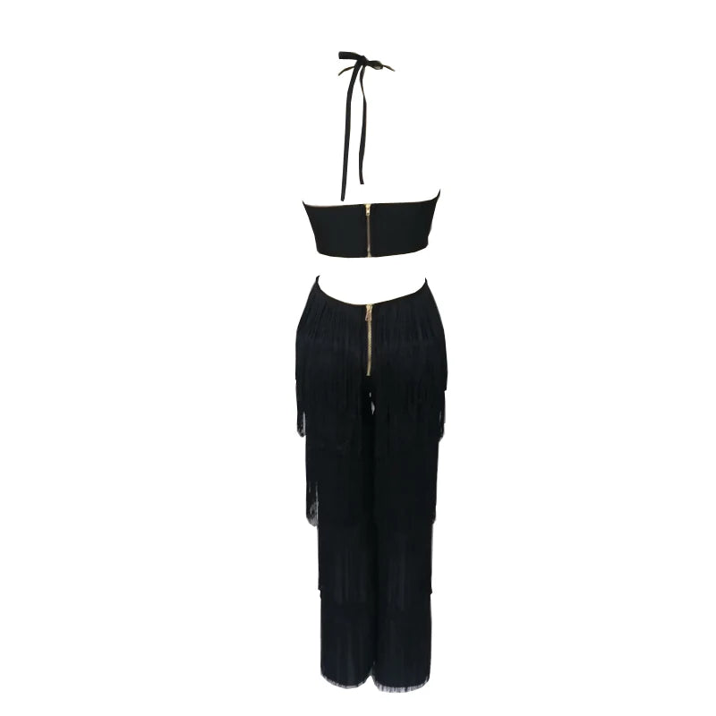 Elegant Backless Tassel Halter Dress for Night Parties - Image 5
