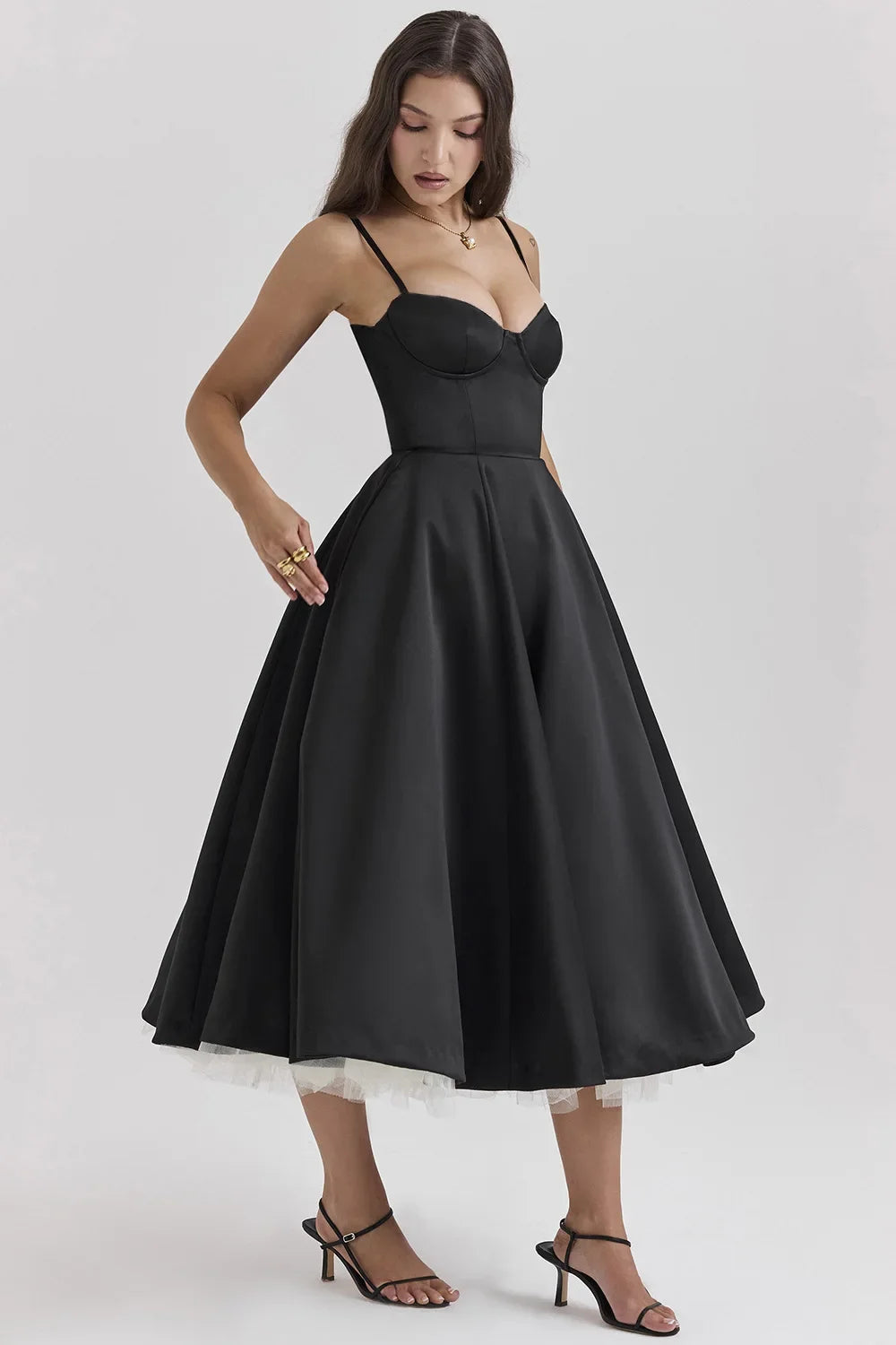 Elegant Summer Midi Swing Dress with Mesh Design - Image 27