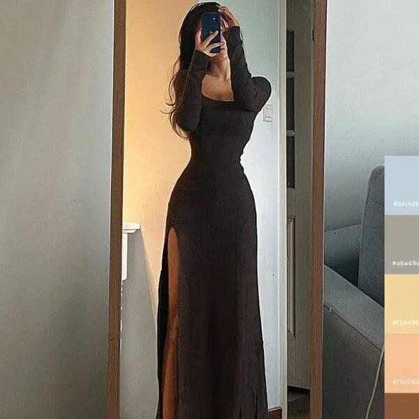 Chic Y2K Long Sleeve Maxi Dress for Women - Image 6