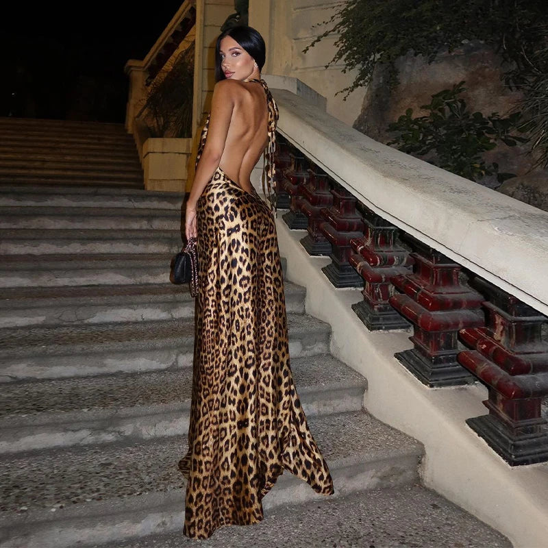 Elegant Backless Leopard Maxi Dress for Evening Parties - Image 21