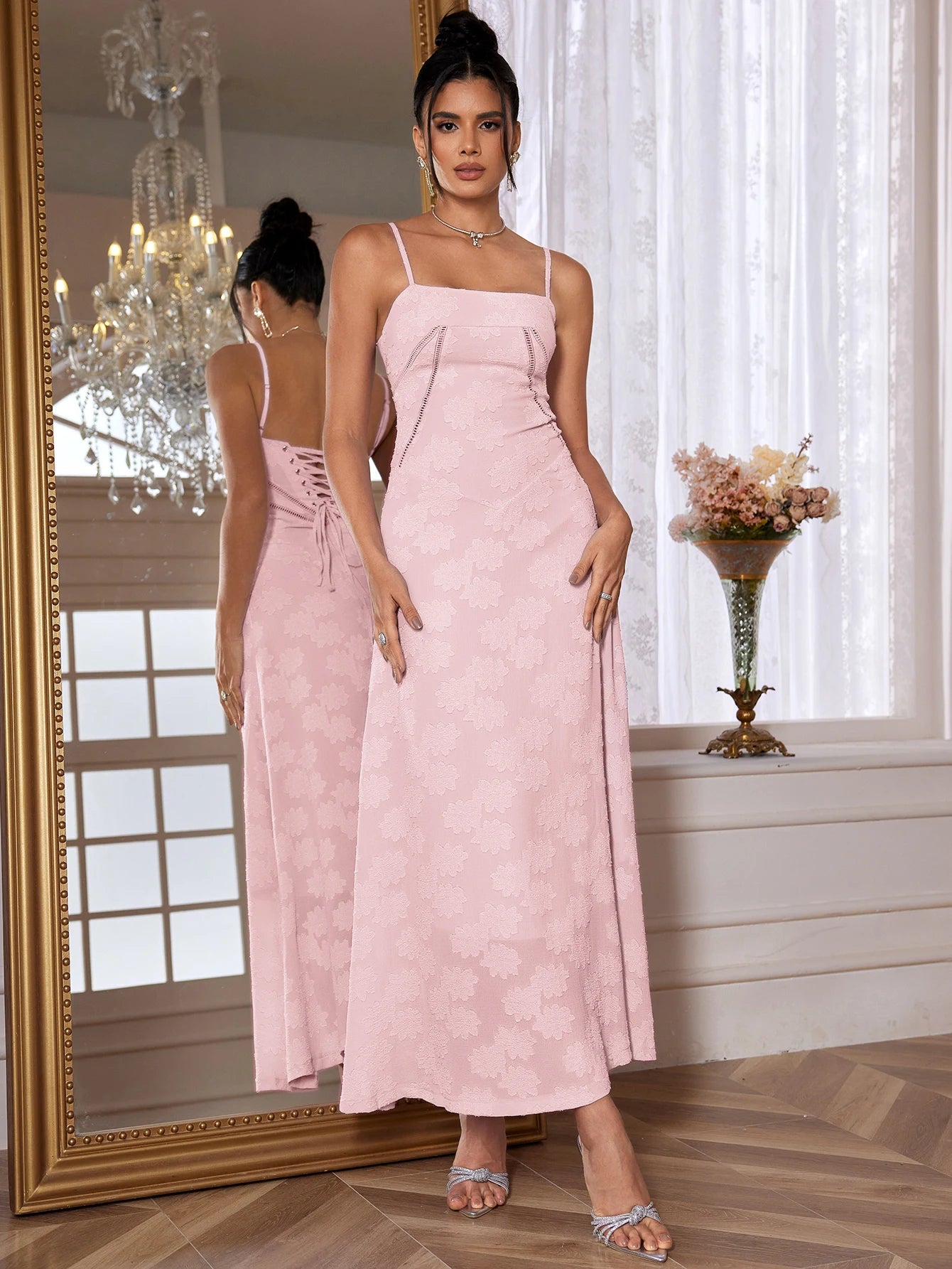 Elegant Purple Spaghetti Strap Maxi Dress for Weddings and Parties - Image 10
