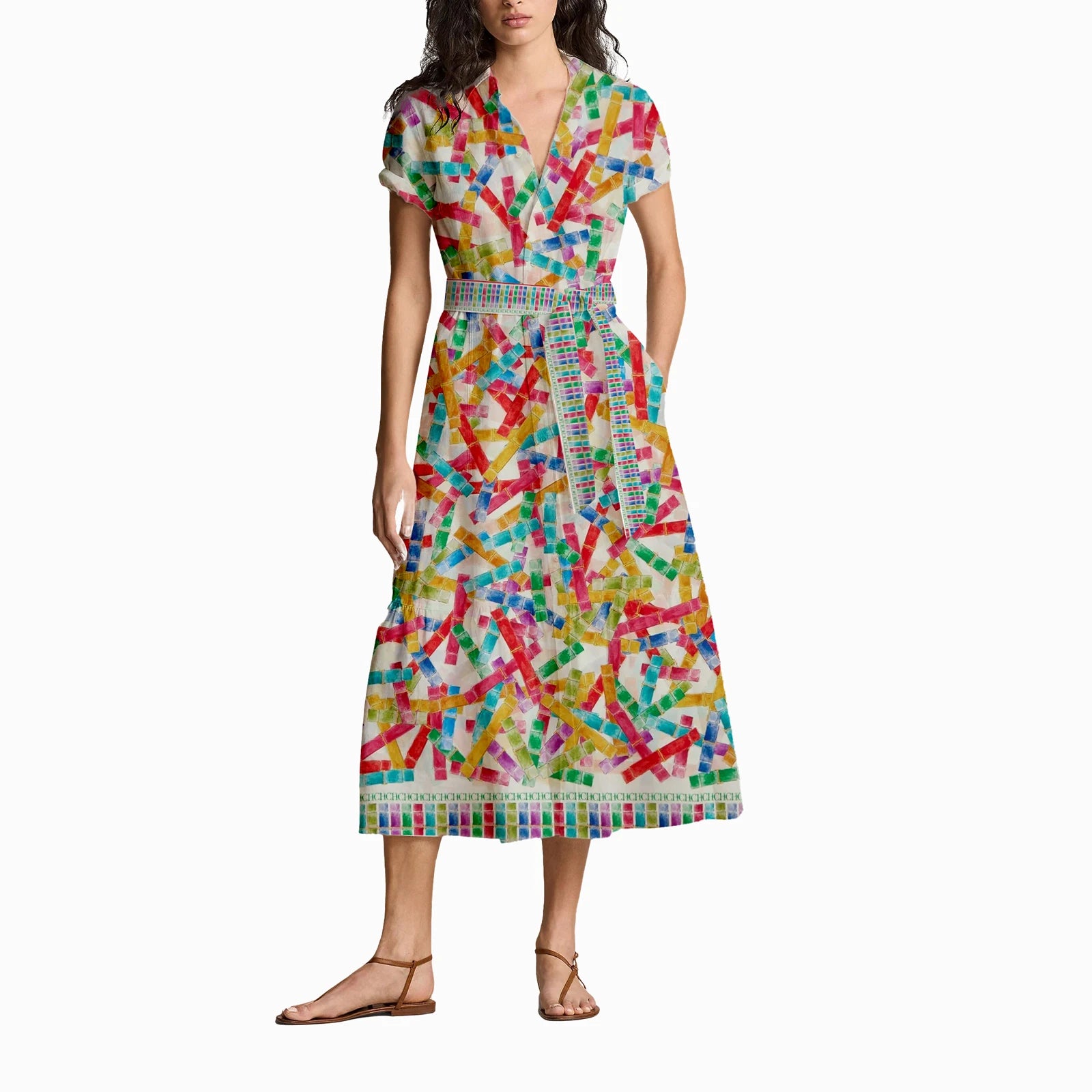 Elegant Versatile Long Dress with Colorful Tie-Up Design - Image 3