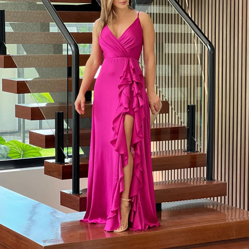 Chic Strapless Ruffled Split Maxi Dress for Summer - Image 11