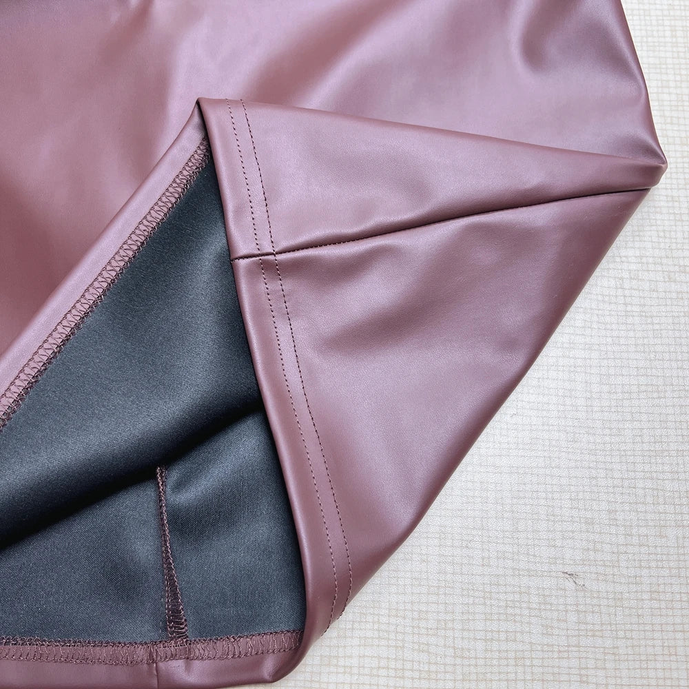 Chic Sleeveless High-Neck PU Leather Mini Dress - Image 10