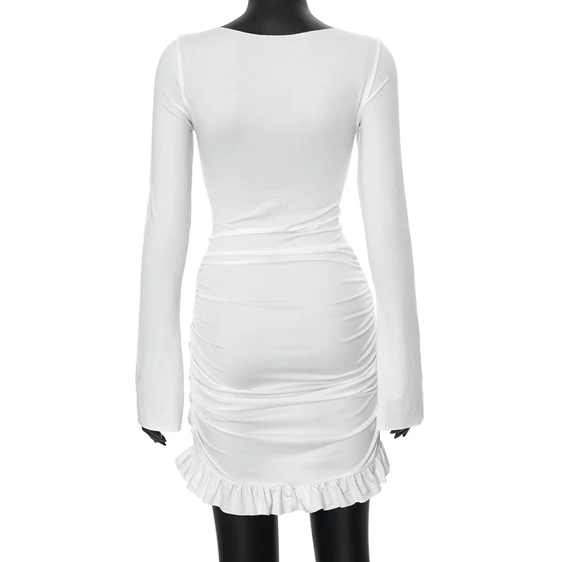 Pleated Twist Mini Bodycon Dress for Women – Autumn Fashion - Image 14
