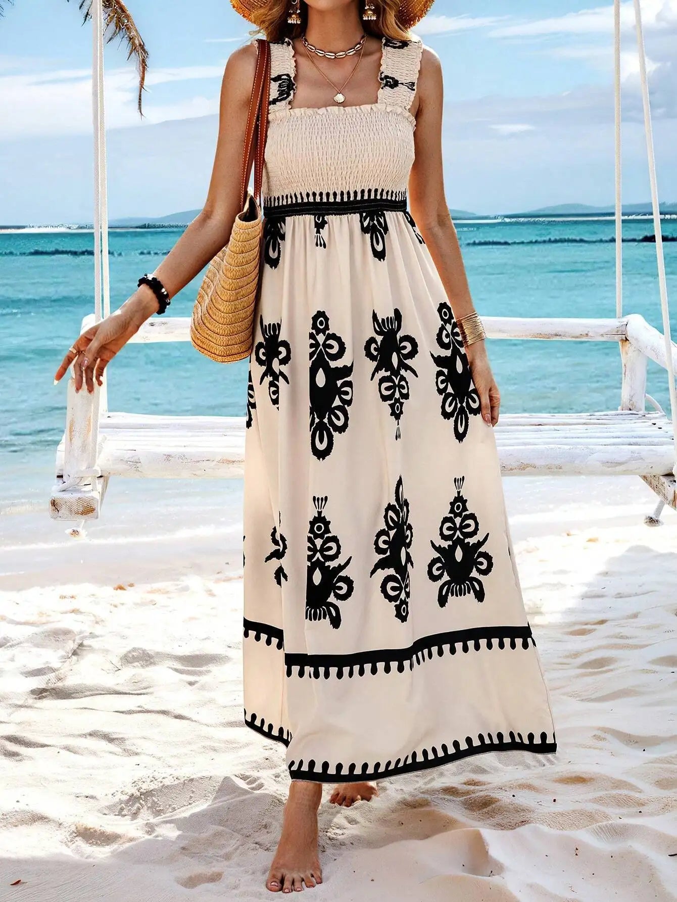 Elegant Women's Halter Beach Sundress with Stylish Print - Image 13
