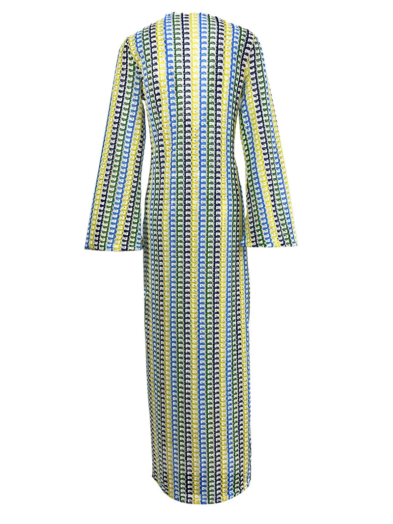 Elegant Deep V Neck Bohemian Maxi Dress for Women - Image 22