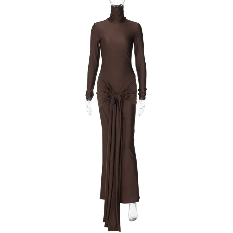 Slim Fit Turtleneck Bodycon Dress for Autumn Winter Events - Image 16