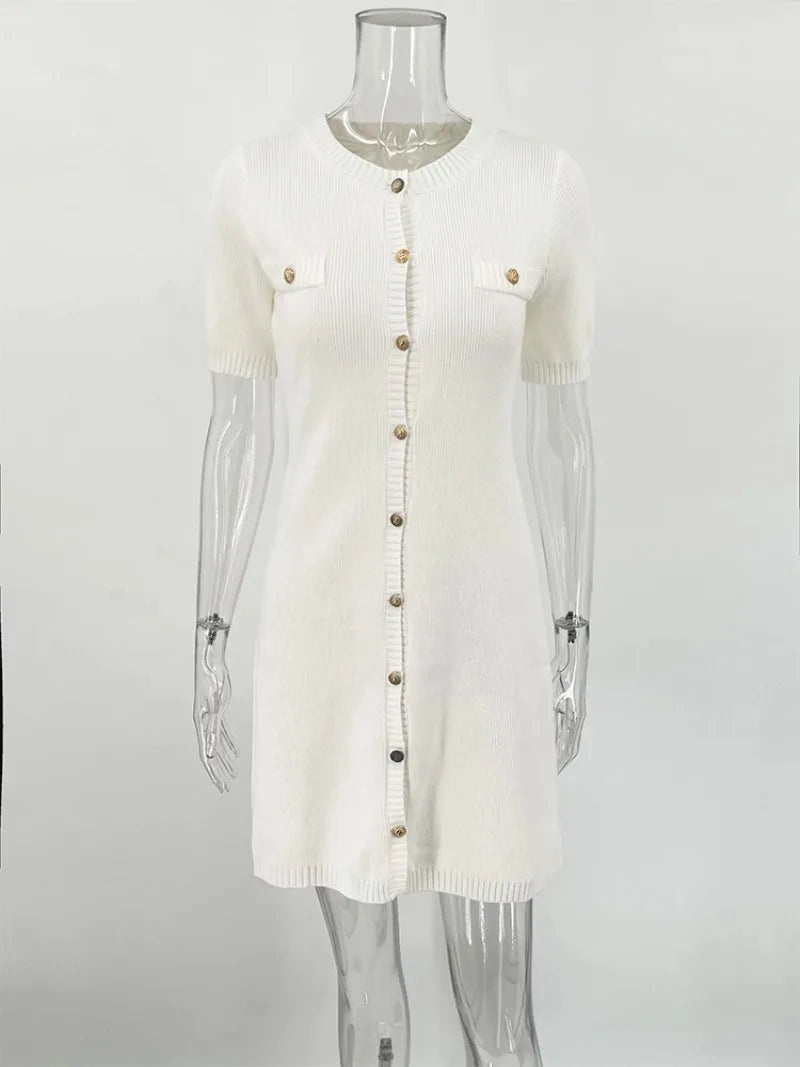 Elegant Mini Knit Dress for Women - Slim Fit Vacation Style - Image 11