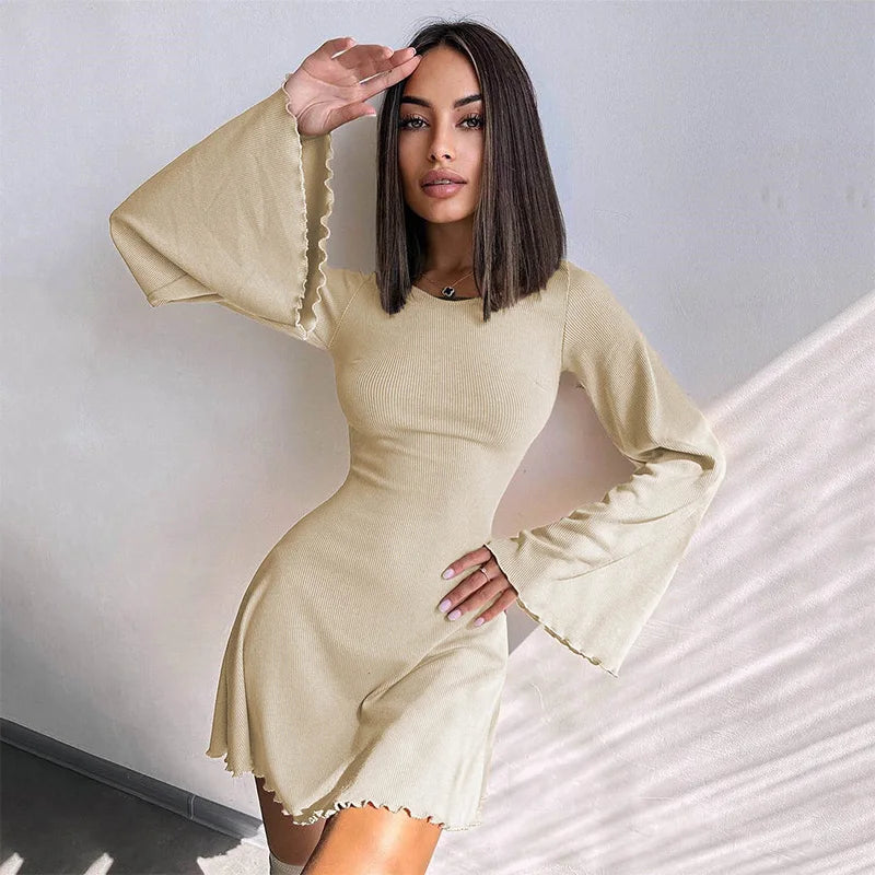 Women's Backless Mini Party Dress with Flare Sleeves - Image 7