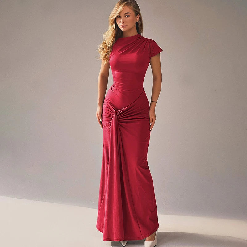 High Waist Sexy Maxi Dress with Lace-Up Detail - Image 13