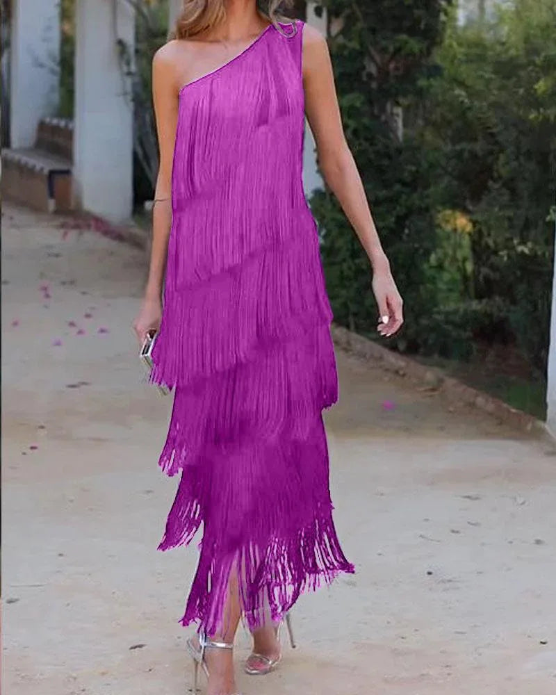 Trendy Asymmetrical Fringed Dress for Spring & Summer - Image 18