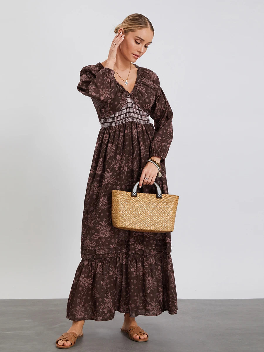 Bohemian Floral Print Flowy Beach Dress for Women - Image 97