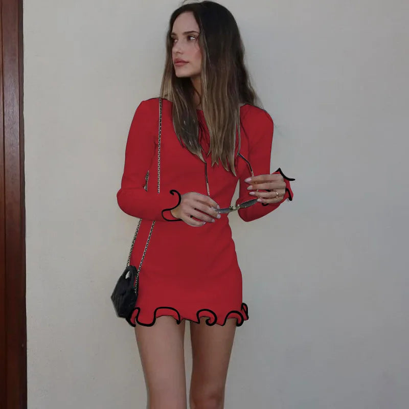 Elegant Long Sleeve Mini Dress for Fall & Winter - Image 48