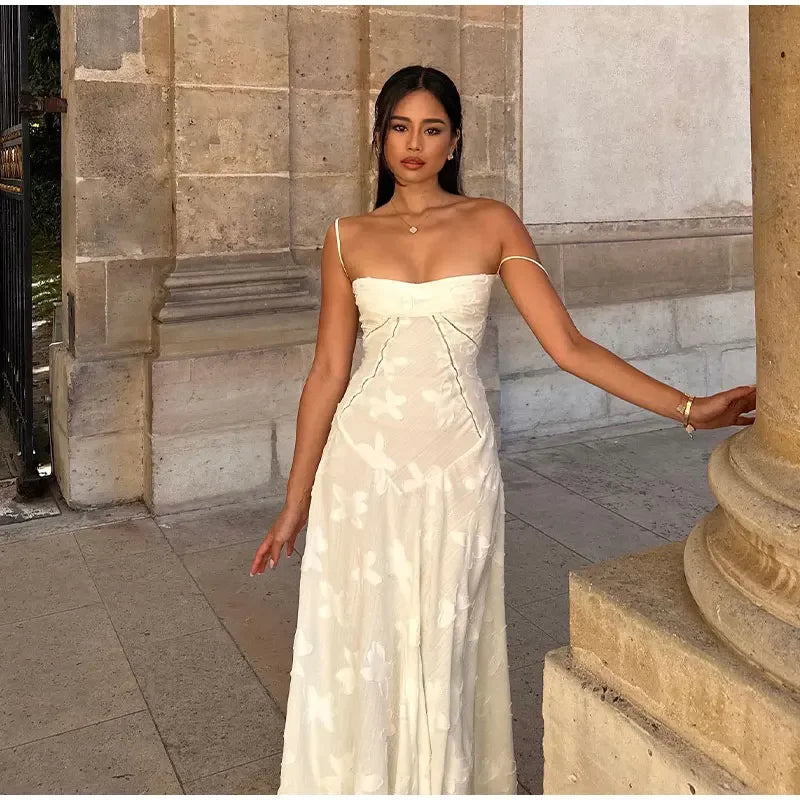 Elegant White Floral Wrap Maxi Dress for Women - Image 9