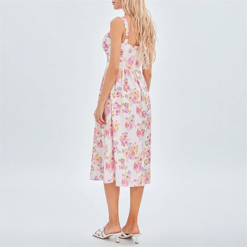 Stylish Solid Color Sleeveless Corset Summer Dress - Image 41