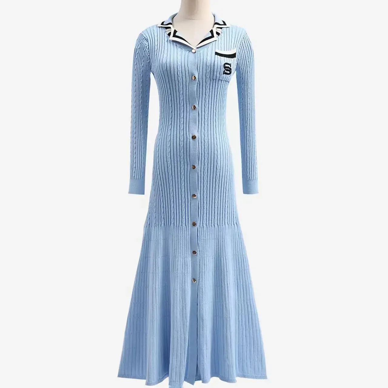 Autumn Elegant Slim Knitted Long Dress for Women - Image 12
