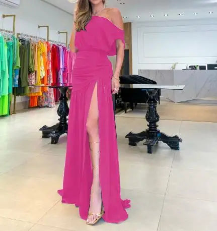Chic Women’s Short Sleeve Split Neck Maxi Dress - Image 12