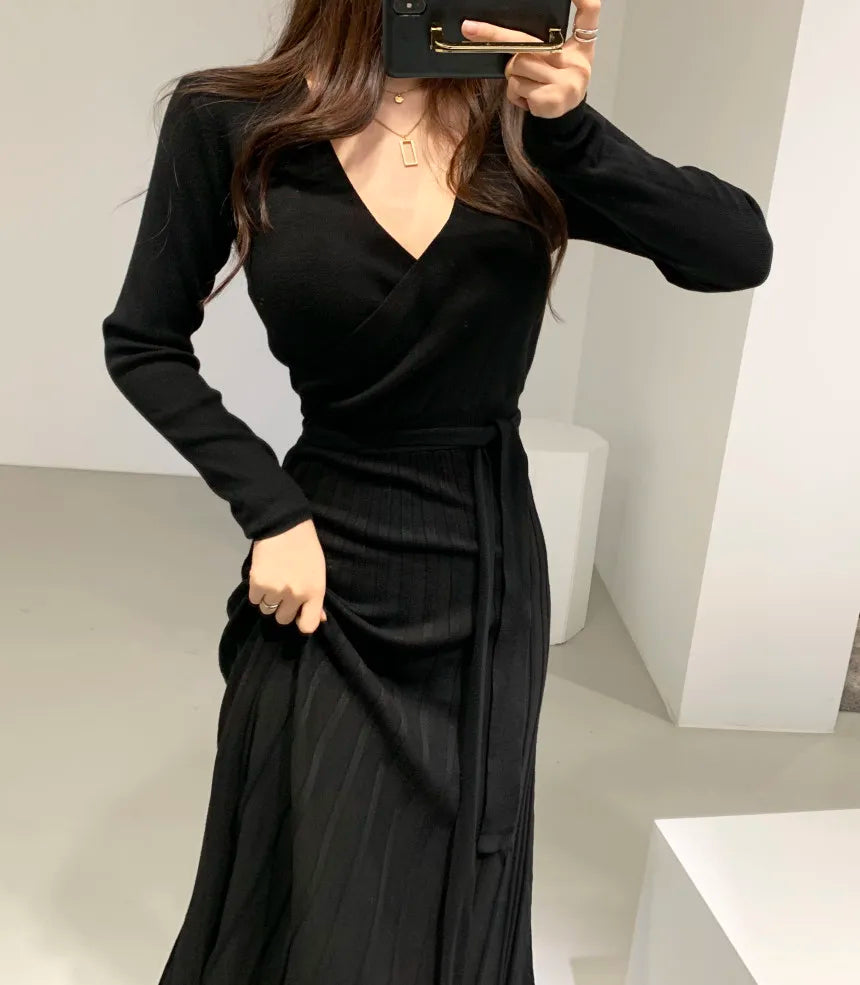 Chic Long Sleeve Stretchy Knitted Bodycon Dress for Women - Image 39