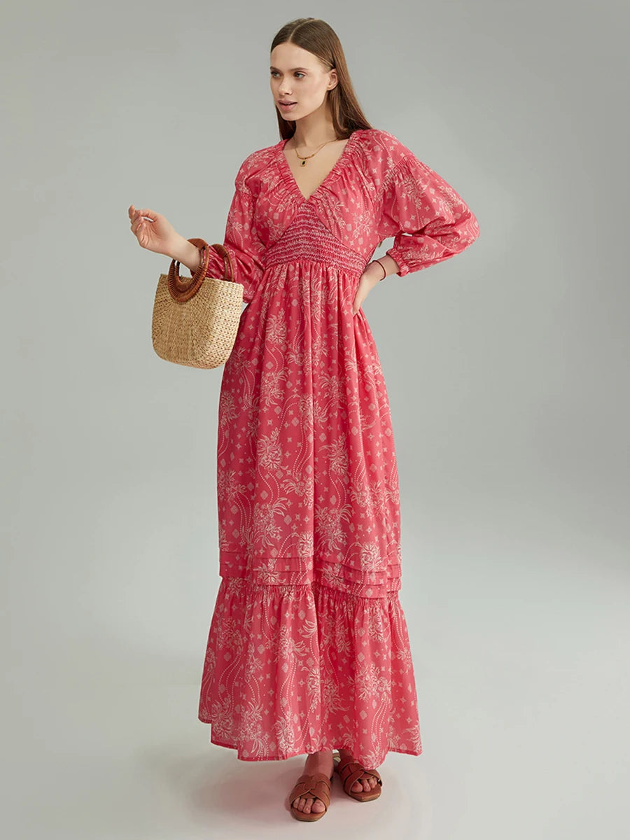 Bohemian Floral Print Flowy Beach Dress for Women - Image 22