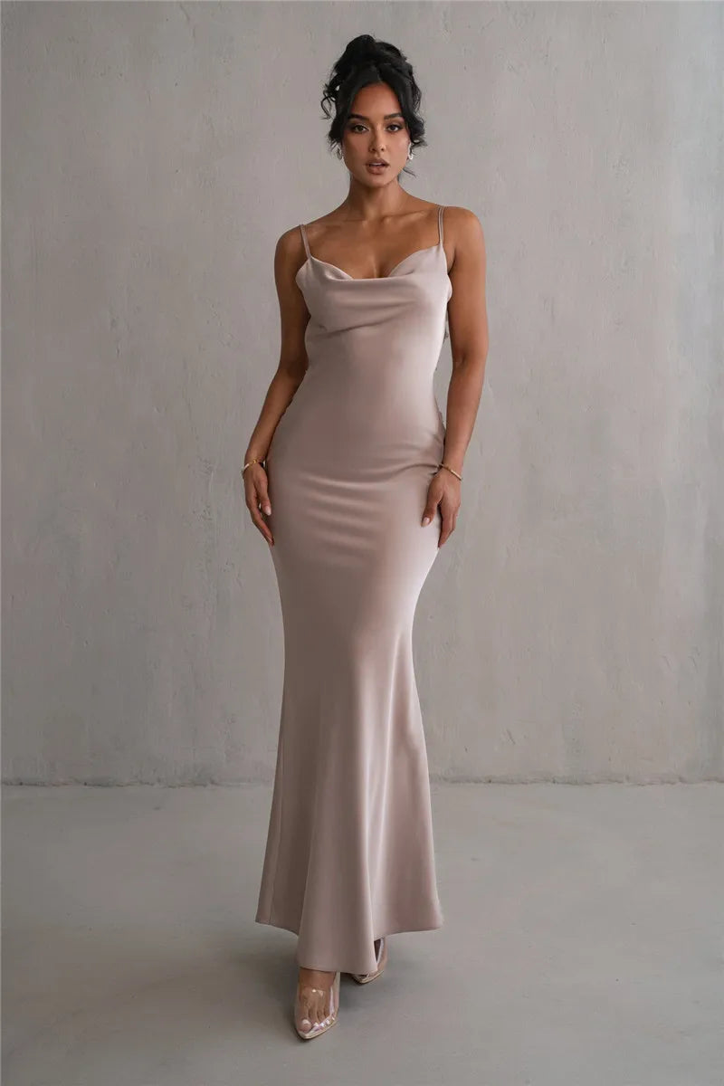 Elegant Backless Maxi Dress with Spaghetti Straps for Women - Image 22