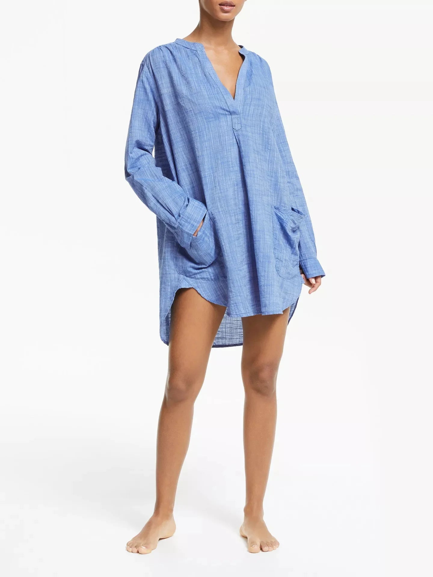 V-Neck Long Sleeve Beach Dress with Pockets for Women - Image 11