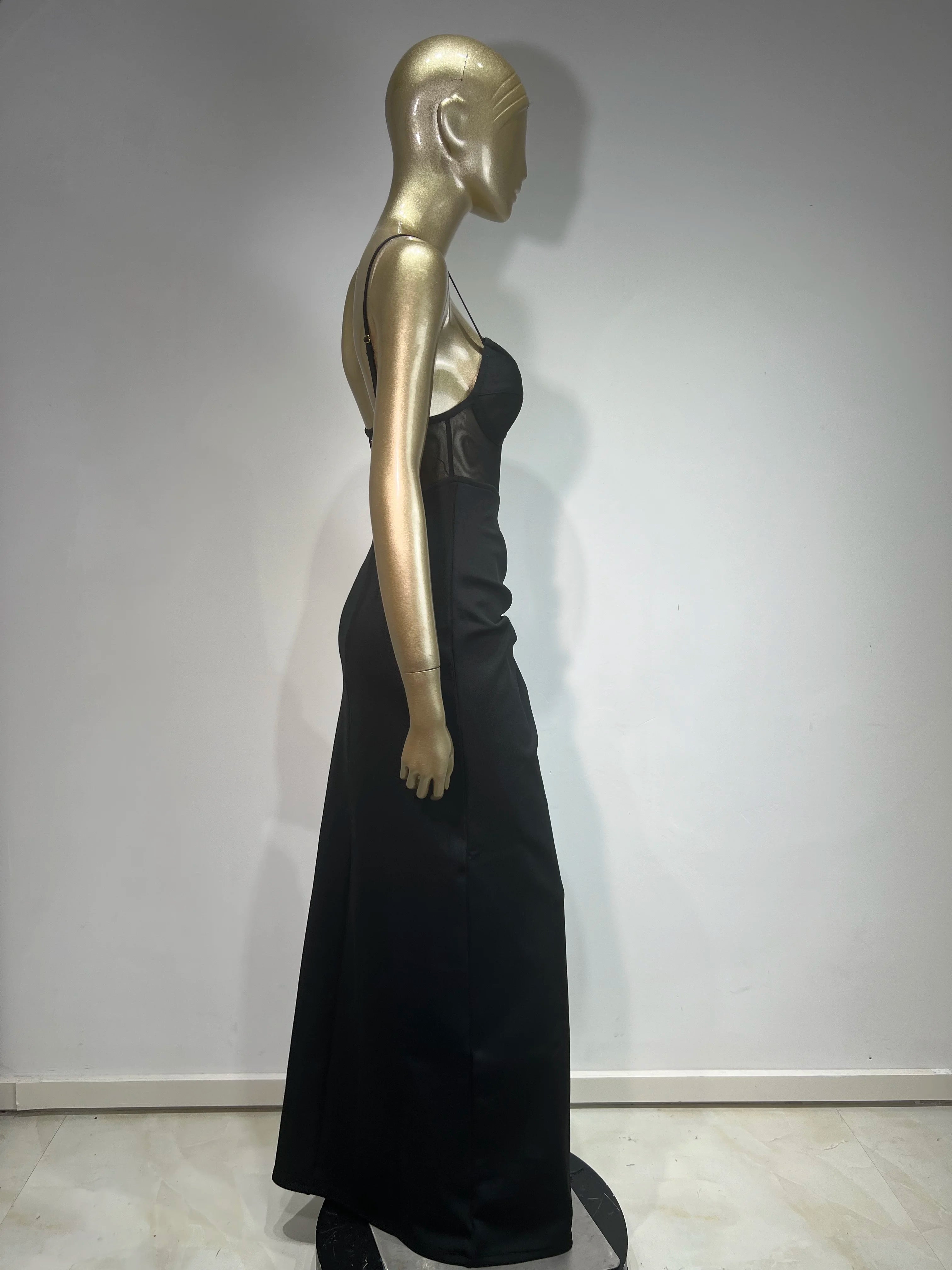 Elegant V Neck Black Split Maxi Dress for Summer Parties - Image 11