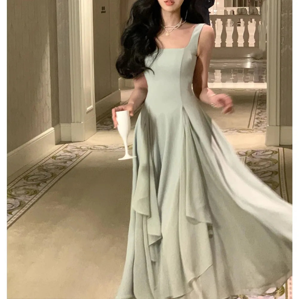 Elegant Sleeveless Square Collar A-Line Evening Dress - Image 16