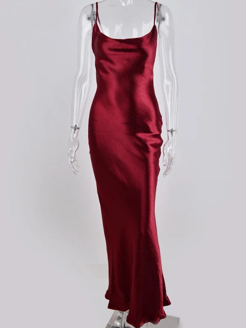 Elegant Backless Satin Spaghetti Strap Summer Dress for Parties - Image 13