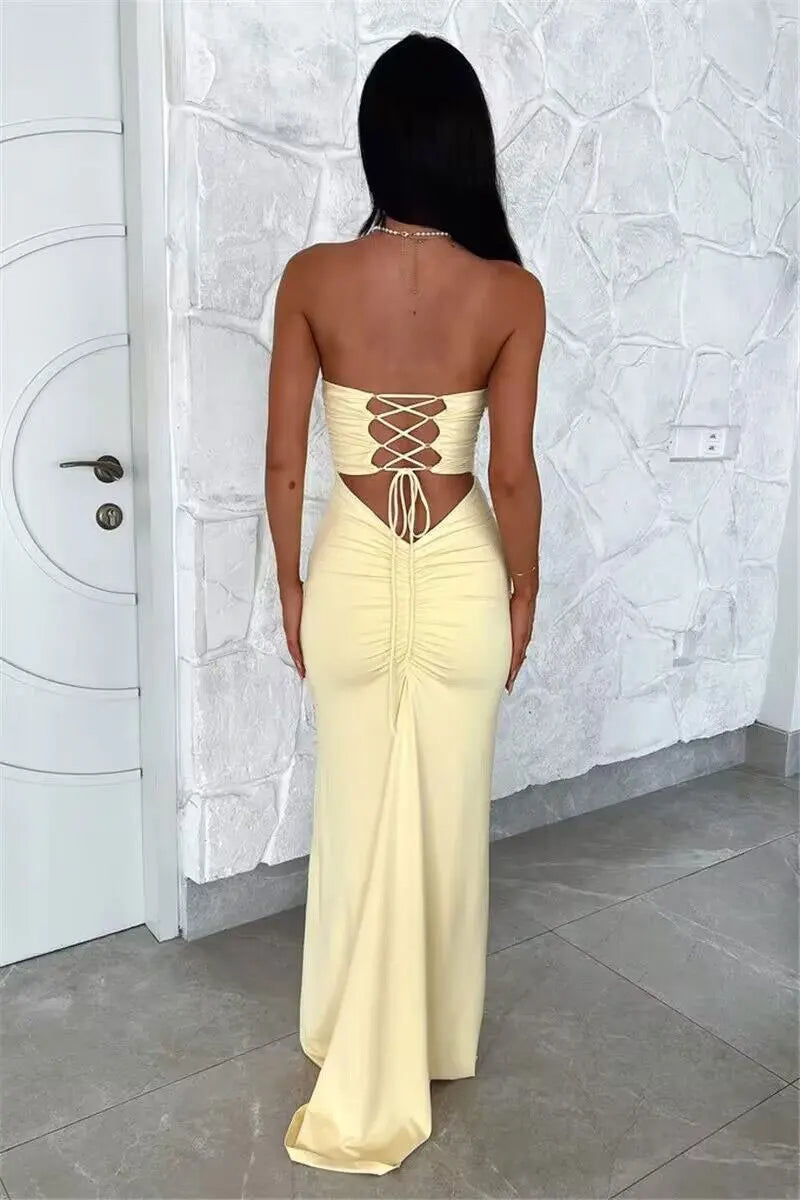 Strapless Lace-Up Maxi Dress for Women - Summer Party Outfit - Image 23