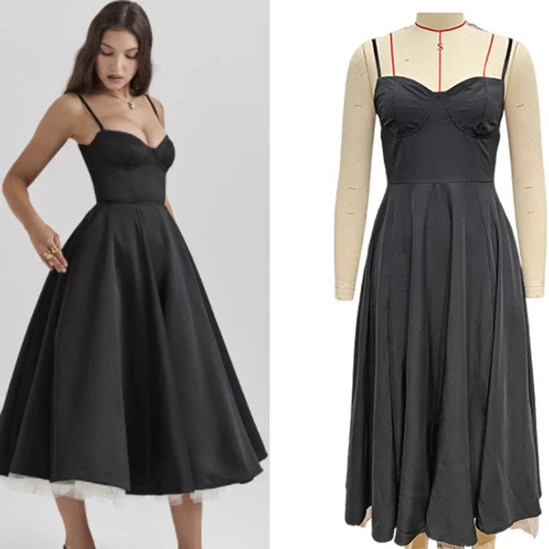 Elegant Summer Midi Swing Dress with Mesh Design - Image 10
