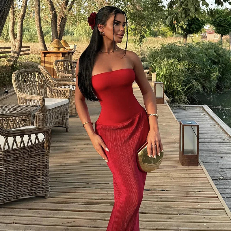 Elegant Strapless Bodycon Maxi Dress for Evening Events - Image 11