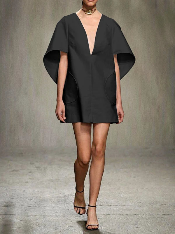 Stylish Summer Mini Dress with Deep V-Neck & Half Sleeves - Image 12