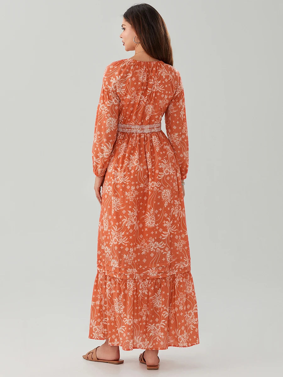 Bohemian Floral Print Flowy Beach Dress for Women - Image 46