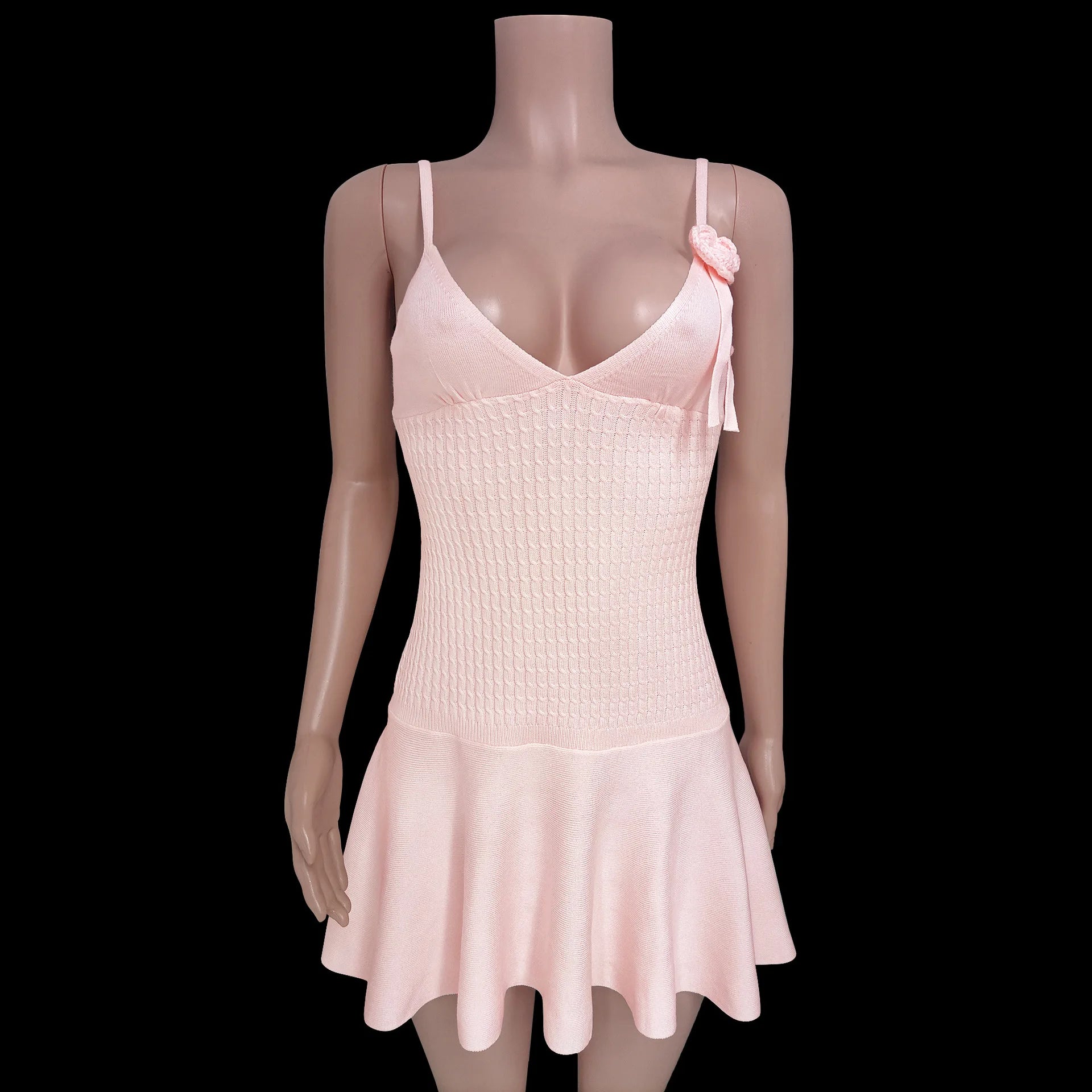 Chic 3D Flower Crochet Mini Dress for Women - Image 9
