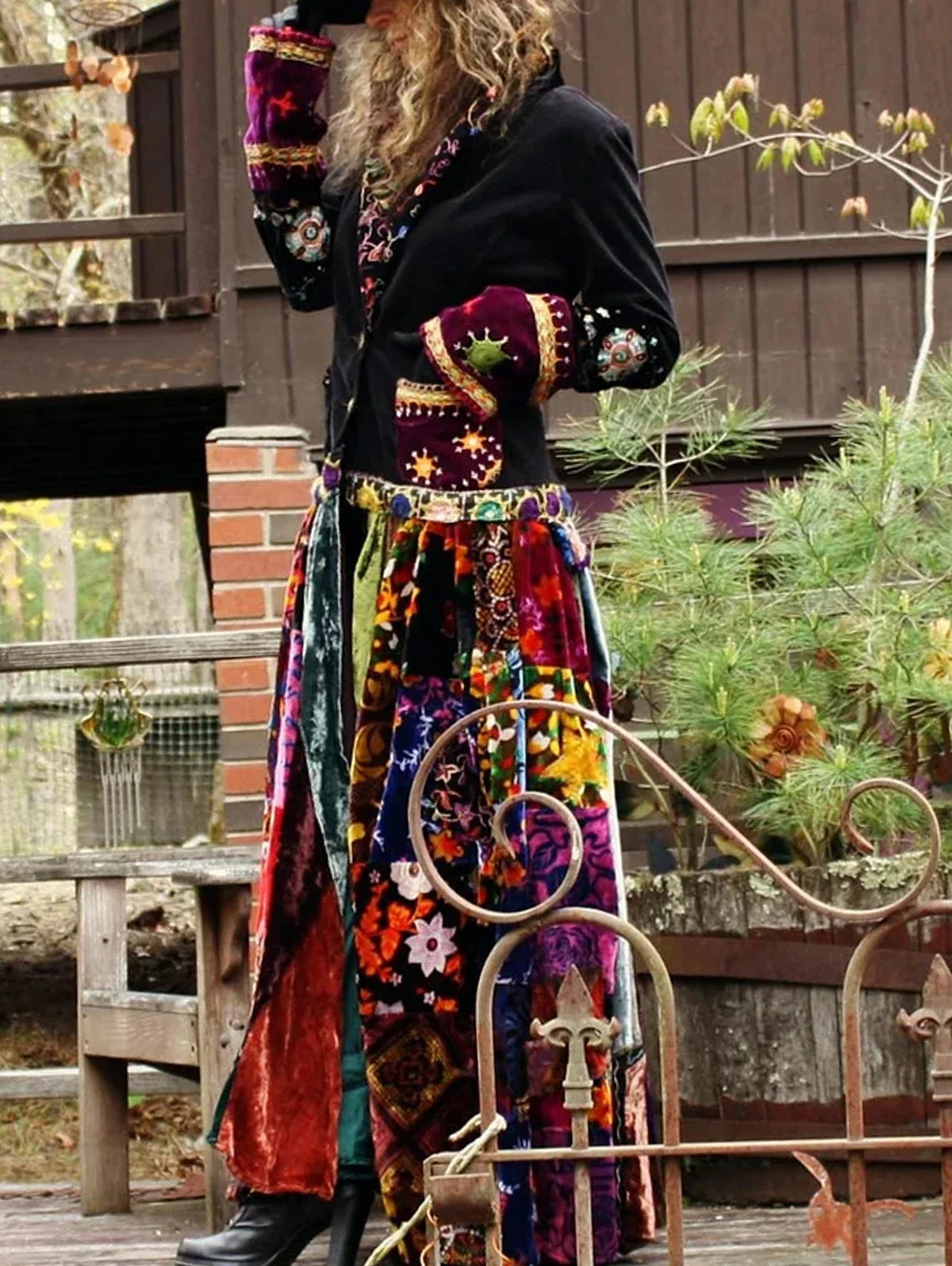 Color Block Velvet Boho Casual Dress Coat for Women - Image 7