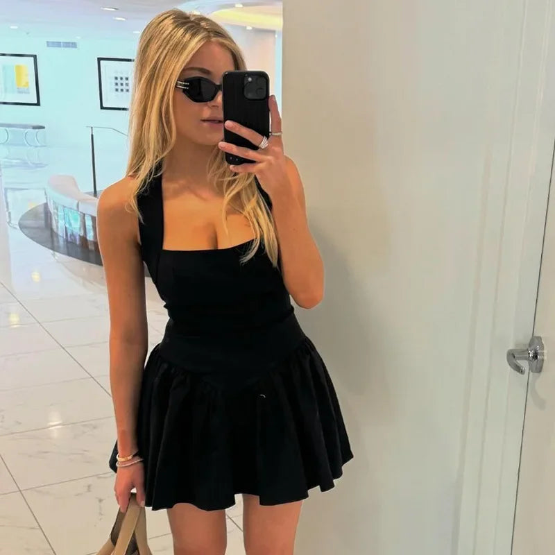 Sexy Backless A-Line Mini Halter Dress for Women - Image 38