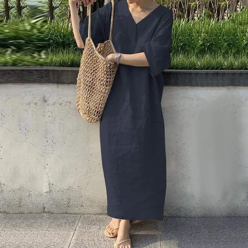 Elegant Short Sleeve V-Neck Casual Summer Dress for Women - Image 18
