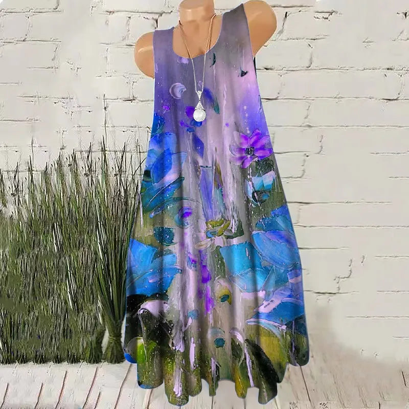 Stylish Hand-Painted Sleeveless Mini Dress for Women - Image 16