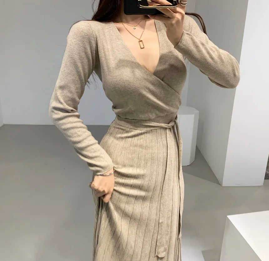 Chic Long Sleeve Stretchy Knitted Bodycon Dress for Women - Image 26