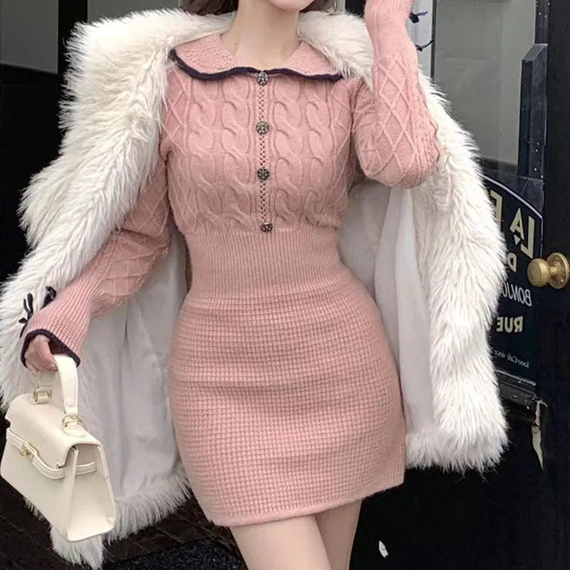 Elegant Red Hooded Knit Dress for Women - Image 13