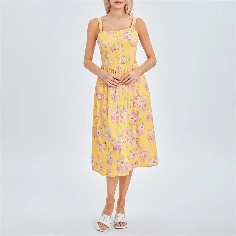 Stylish Solid Color Sleeveless Corset Summer Dress - Image 44
