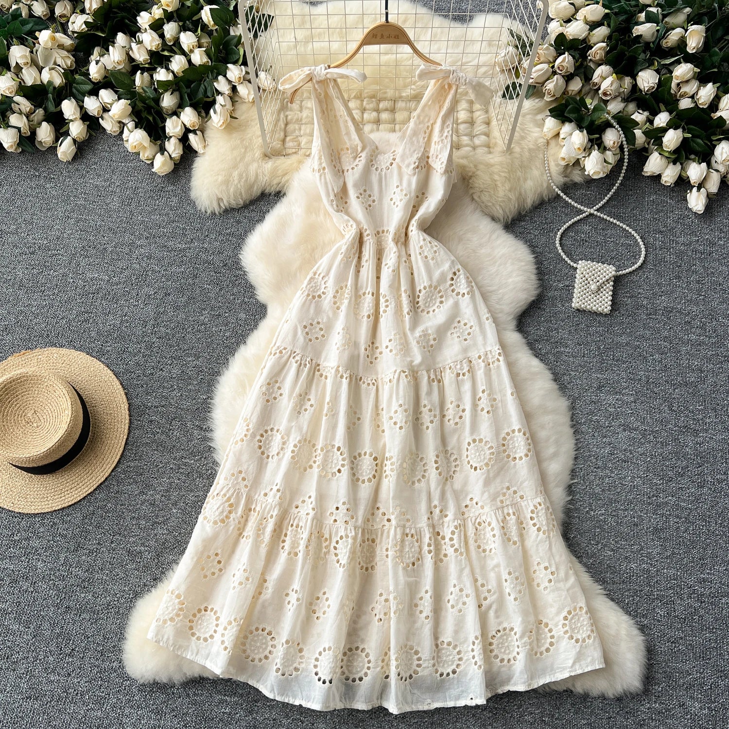 Chic A-Line Summer Slip Dress with Embroidery Bow - Image 8