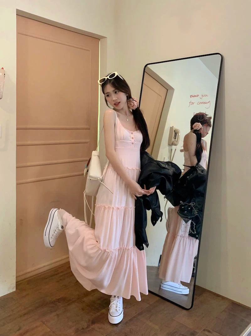 Summer Sweet Pink Maxi Dress with Ruffles for Women - Image 10