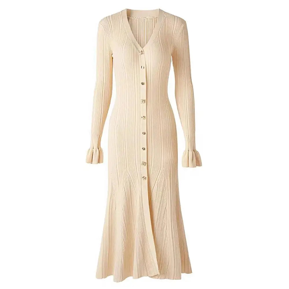 Chic V-Neck Flared Sleeve Sweater Dress for Women - Image 12