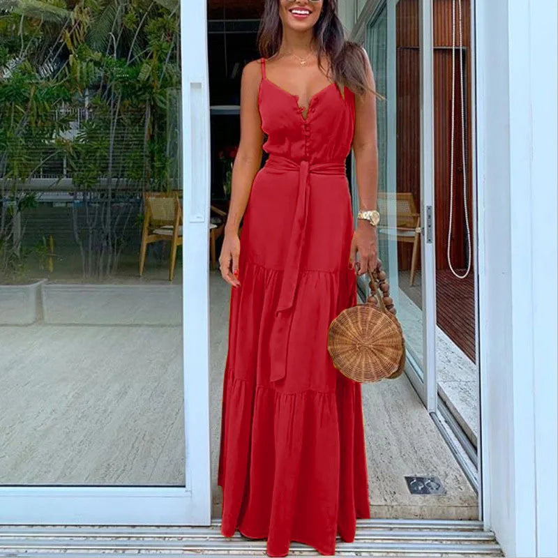 Elegant Bohemian Spaghetti Strap Maxi Dress for Summer - Image 6
