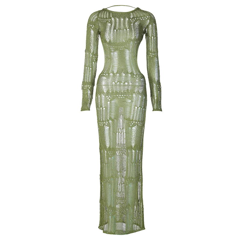 Chic Backless Knitted Maxi Dress for Fall Vacations - Image 16