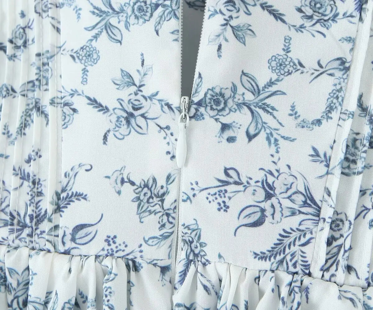 Elegant Floral Print Strapless Summer Party Dress - Image 10