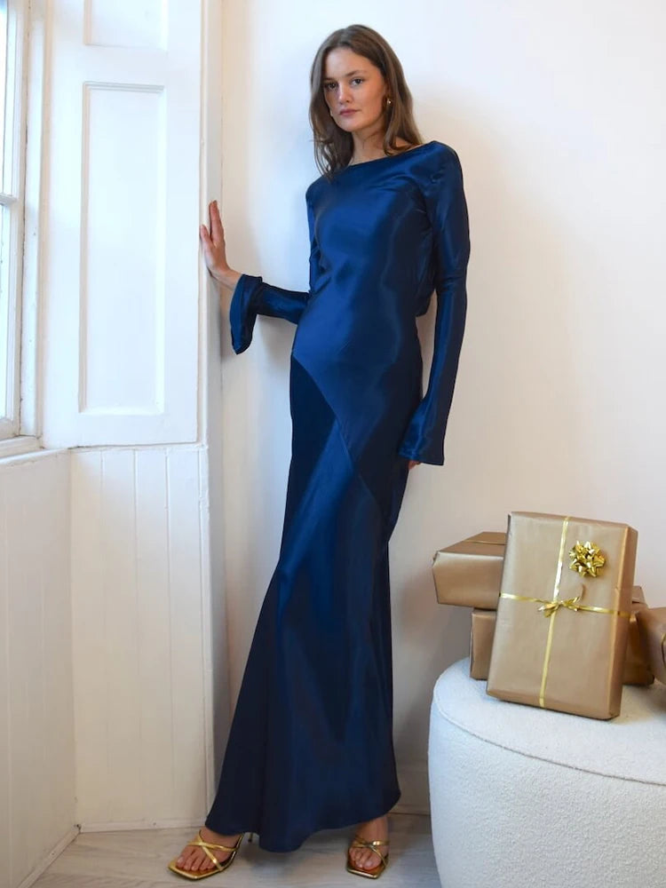 Elegant Satin Christmas Evening Dress for Women - Image 4