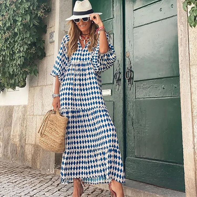 Boho Floral Maxi Dress with Puff Sleeves for Women - Image 24